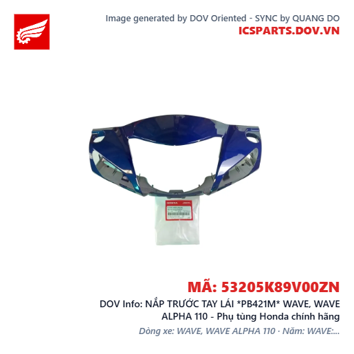 NẮP TRƯỚC TAY LÁI *PB421M* WAVE, WAVE ALPHA 110 - Phụ tùng Honda chính hãng