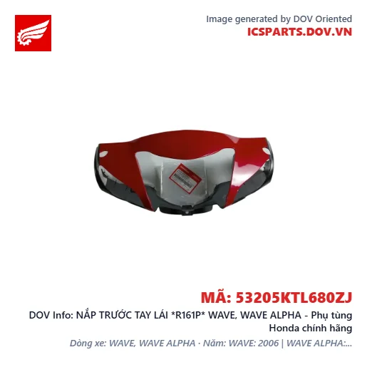 NẮP TRƯỚC TAY LÁI *R161P* WAVE, WAVE ALPHA - Phụ tùng Honda chính hãng