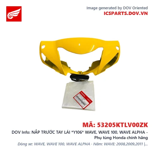 NẮP TRƯỚC TAY LÁI *Y106* WAVE, WAVE 100, WAVE ALPHA - Phụ tùng Honda chính hãng