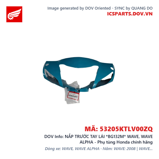 NẮP TRƯỚC TAY LÁI *BG132M* WAVE, WAVE ALPHA - Phụ tùng Honda chính hãng