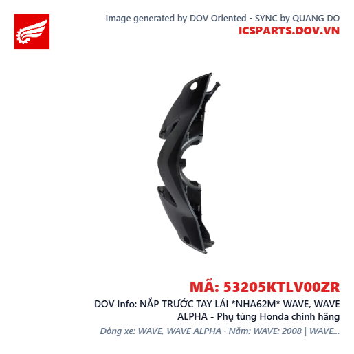 NẮP TRƯỚC TAY LÁI *NHA62M* WAVE, WAVE ALPHA - Phụ tùng Honda chính hãng