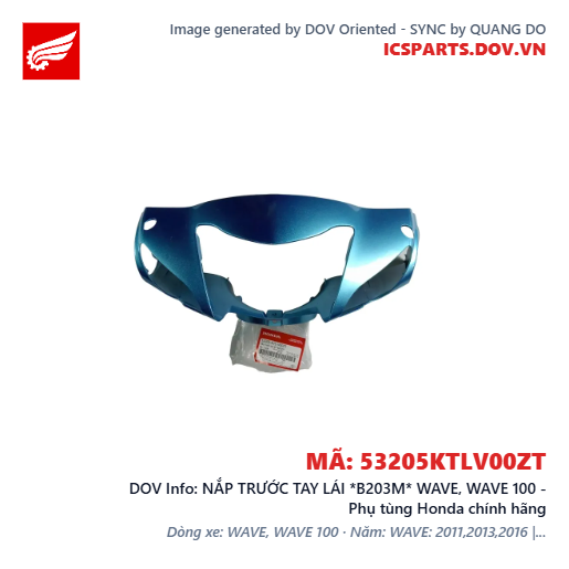 NẮP TRƯỚC TAY LÁI *B203M* WAVE, WAVE 100 - Phụ tùng Honda chính hãng