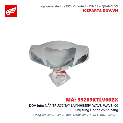 NẮP TRƯỚC TAY LÁI*NHB55P* WAVE, WAVE 100 - Phụ tùng Honda chính hãng
