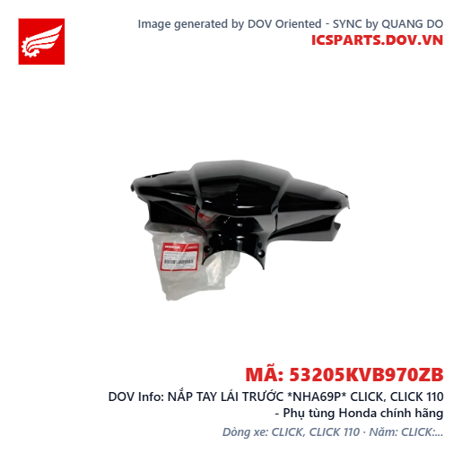 NẮP TAY LÁI TRƯỚC *NHA69P* CLICK, CLICK 110 - Phụ tùng Honda chính hãng