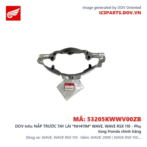 NẮP TRƯỚC TAY LÁI *NH411M* WAVE, WAVE RSX 110 - Phụ tùng Honda chính hãng