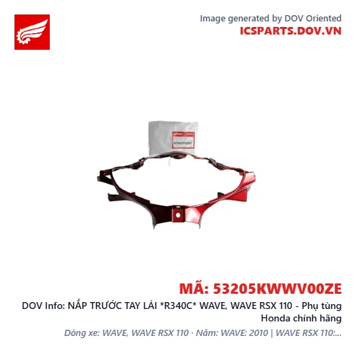 NẮP TRƯỚC TAY LÁI *R340C* WAVE, WAVE RSX 110 - Phụ tùng Honda chính hãng