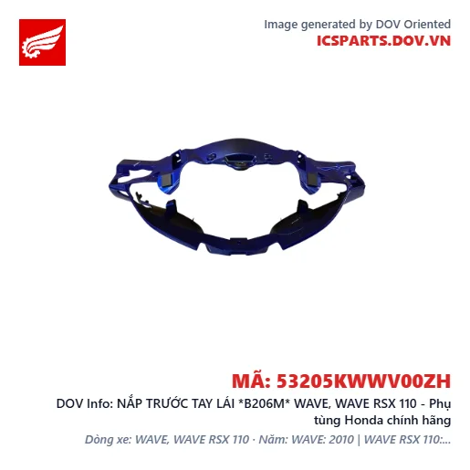 NẮP TRƯỚC TAY LÁI *B206M* WAVE, WAVE RSX 110 - Phụ tùng Honda chính hãng