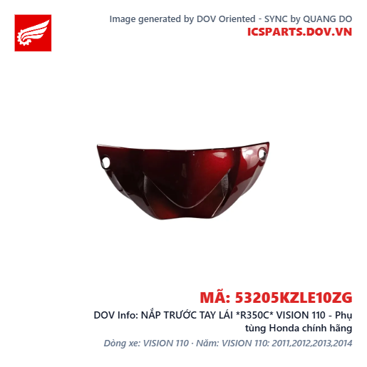 NẮP TRƯỚC TAY LÁI *R350C* VISION 110 - Phụ tùng Honda chính hãng