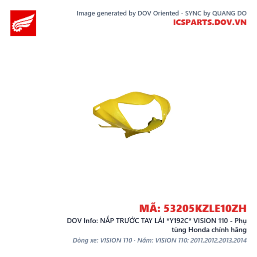 NẮP TRƯỚC TAY LÁI *Y192C* VISION 110 - Phụ tùng Honda chính hãng