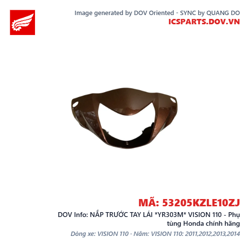 NẮP TRƯỚC TAY LÁI *YR303M* VISION 110 - Phụ tùng Honda chính hãng