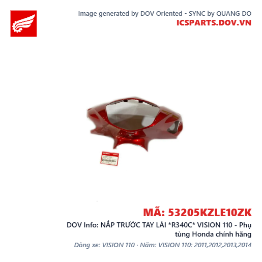 NẮP TRƯỚC TAY LÁI *R340C* VISION 110 - Phụ tùng Honda chính hãng