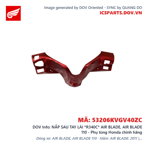 NẮP SAU TAY LÁI *R340C* AIR BLADE, AIR BLADE 110 - Phụ tùng Honda chính hãng