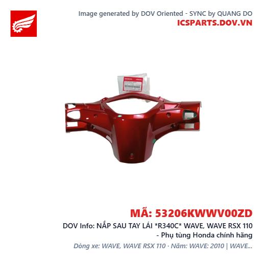 NẮP SAU TAY LÁI *R340C* WAVE, WAVE RSX 110 - Phụ tùng Honda chính hãng