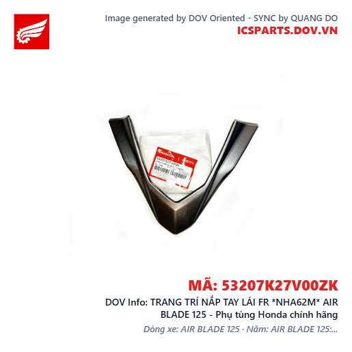 TRANG TRÍ NẮP TAY LÁI FR *NHA62M* AIR BLADE 125 - Phụ tùng Honda chính hãng
