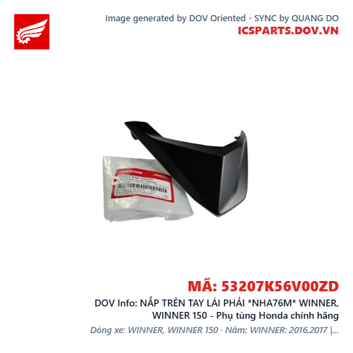 NẮP TRÊN TAY LÁI PHẢI *NHA76M* WINNER, WINNER 150 - Phụ tùng Honda chính hãng