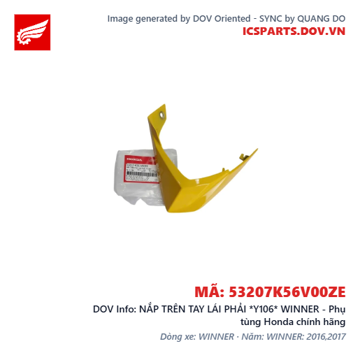 NẮP TRÊN TAY LÁI PHẢI *Y106* WINNER - Phụ tùng Honda chính hãng
