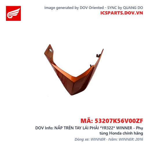 NẮP TRÊN TAY LÁI PHẢI *YR322* WINNER - Phụ tùng Honda chính hãng