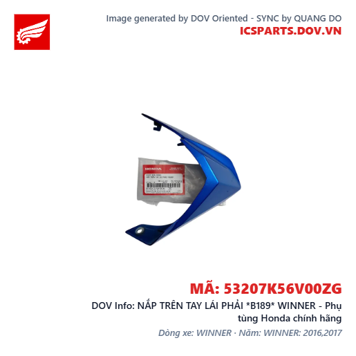 NẮP TRÊN TAY LÁI PHẢI *B189* WINNER - Phụ tùng Honda chính hãng