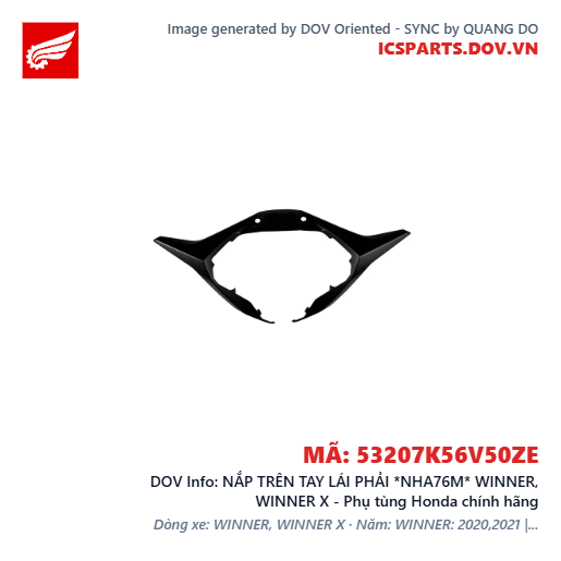 NẮP TRÊN TAY LÁI PHẢI *NHA76M* WINNER, WINNER X - Phụ tùng Honda chính hãng