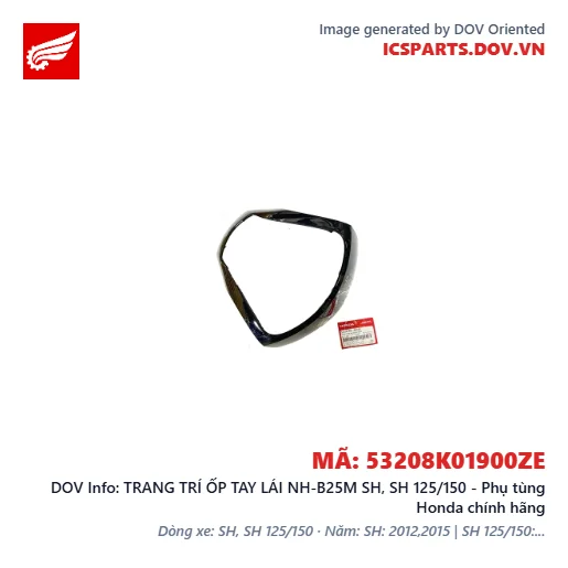 TRANG TRÍ ỐP TAY LÁI NH-B25M SH, SH 125/150 - Phụ tùng Honda chính hãng