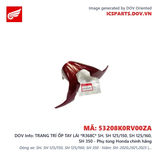 TRANG TRÍ ỐP TAY LÁI *R368C* SH, SH 125/150, SH 125/160, SH 350 - Phụ tùng Honda chính hãng
