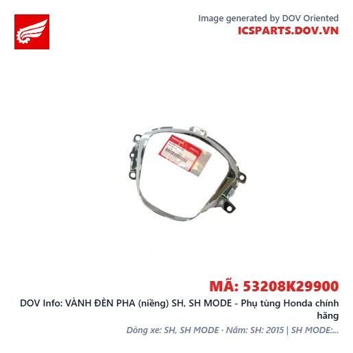 VÀNH ĐÈN PHA (niềng) SH, SH MODE - Phụ tùng Honda chính hãng