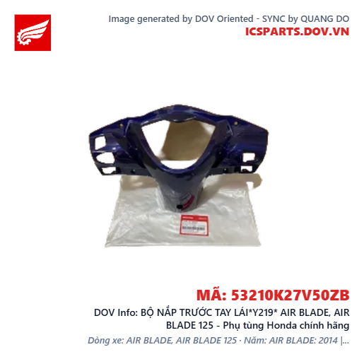 BỘ NẮP TRƯỚC TAY LÁI*Y219* AIR BLADE, AIR BLADE 125 - Phụ tùng Honda chính hãng