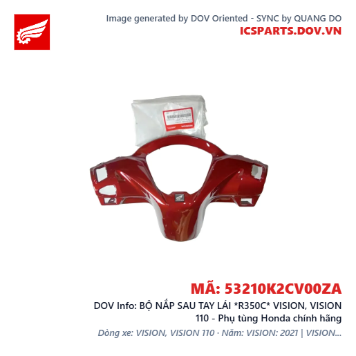 BỘ NẮP SAU TAY LÁI *R350C* VISION, VISION 110 - Phụ tùng Honda chính hãng