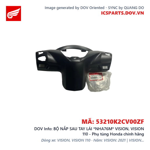 BỘ NẮP SAU TAY LÁI *NHA76M* VISION, VISION 110 - Phụ tùng Honda chính hãng
