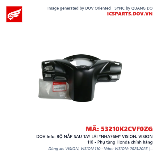 BỘ NẮP SAU TAY LÁI *NHA76M* VISION, VISION 110 - Phụ tùng Honda chính hãng