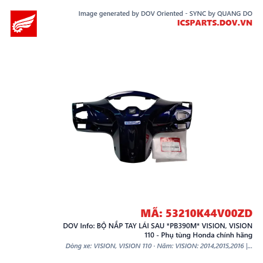 BỘ NẮP TAY LÁI SAU *PB390M* VISION, VISION 110 - Phụ tùng Honda chính hãng