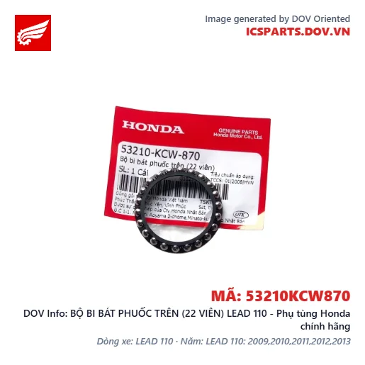 BỘ BI BÁT PHUỐC TRÊN (22 VIÊN) LEAD 110 - Phụ tùng Honda chính hãng