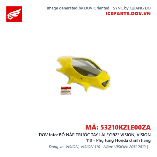 BỘ NẮP TRƯỚC TAY LÁI *Y192* VISION, VISION 110 - Phụ tùng Honda chính hãng