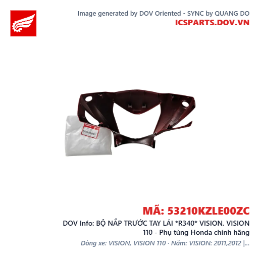 BỘ NẮP TRƯỚC TAY LÁI *R340* VISION, VISION 110 - Phụ tùng Honda chính hãng