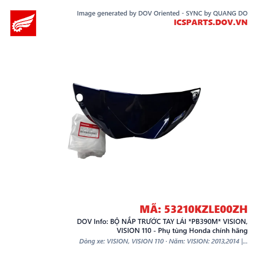 BỘ NẮP TRƯỚC TAY LÁI *PB390M* VISION, VISION 110 - Phụ tùng Honda chính hãng