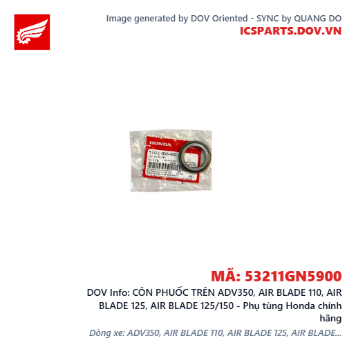 CÔN PHUỐC TRÊN ADV350, AIR BLADE 110, AIR BLADE 125, AIR BLADE 125/150 - Phụ tùng Honda chính hãng