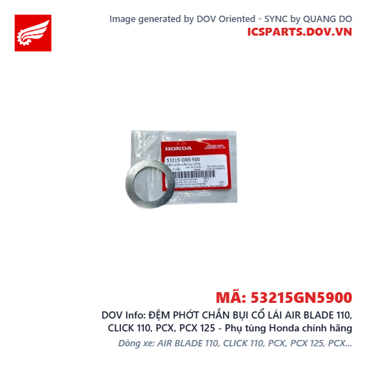 ĐỆM PHỚT CHẮN BỤI CỔ LÁI AIR BLADE 110, CLICK 110, PCX, PCX 125 - Phụ tùng Honda chính hãng