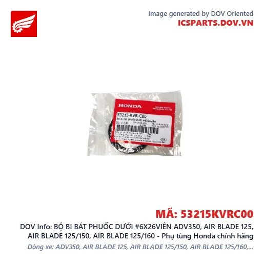 BỘ BI BÁT PHUỐC DƯỚI #6X26VIÊN ADV350, AIR BLADE 125, AIR BLADE 125/150, AIR BLADE 125/160 - Phụ tùng Honda chính hãng