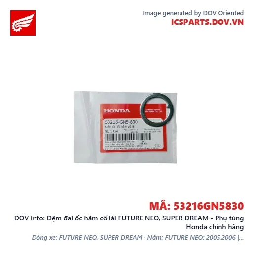 Đệm đai ốc hãm cổ lái FUTURE NEO, SUPER DREAM - Phụ tùng Honda chính hãng