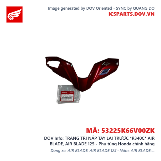 TRANG TRÍ NẮP TAY LÁI TRƯỚC *R340C* AIR BLADE, AIR BLADE 125 - Phụ tùng Honda chính hãng