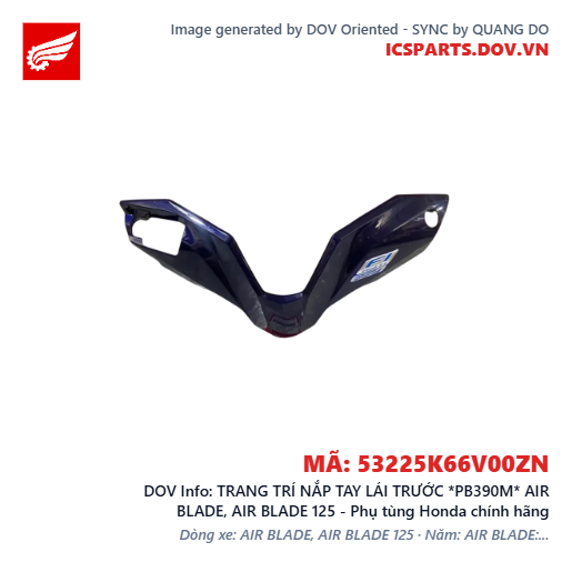 TRANG TRÍ NẮP TAY LÁI TRƯỚC *PB390M* AIR BLADE, AIR BLADE 125 - Phụ tùng Honda chính hãng