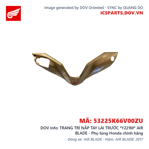 TRANG TRÍ NẮP TAY LÁI TRƯỚC *Y221M* AIR BLADE - Phụ tùng Honda chính hãng