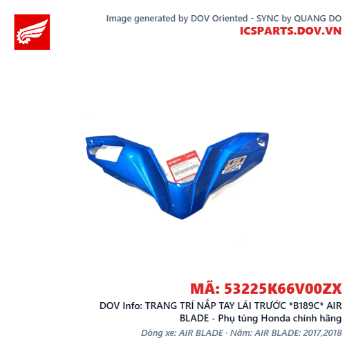 TRANG TRÍ NẮP TAY LÁI TRƯỚC *B189C* AIR BLADE - Phụ tùng Honda chính hãng