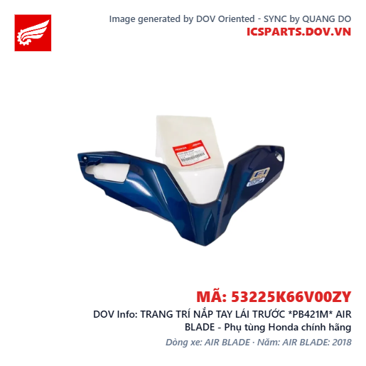 TRANG TRÍ NẮP TAY LÁI TRƯỚC *PB421M* AIR BLADE - Phụ tùng Honda chính hãng