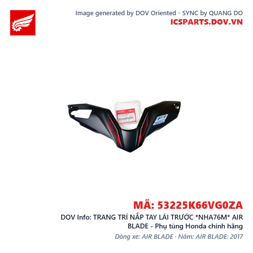 TRANG TRÍ NẮP TAY LÁI TRƯỚC *NHA76M* AIR BLADE - Phụ tùng Honda chính hãng