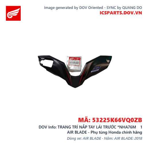 TRANG TRÍ NẮP TAY LÁI TRƯỚC *NHA76M 1 AIR BLADE - Phụ tùng Honda chính hãng
