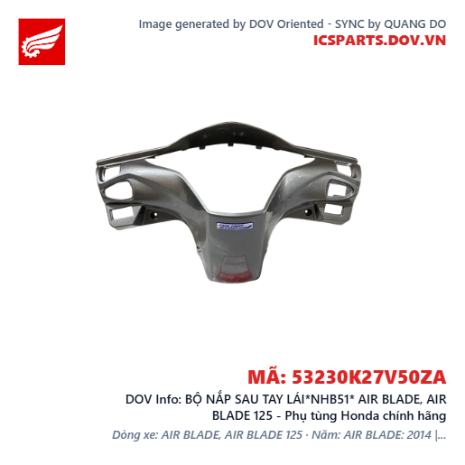 BỘ NẮP SAU TAY LÁI*NHB51* AIR BLADE, AIR BLADE 125 - Phụ tùng Honda chính hãng
