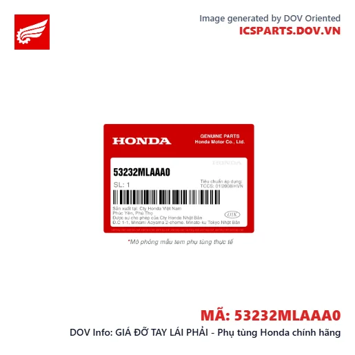 GIÁ ĐỠ TAY LÁI PHẢI - Phụ tùng Honda chính hãng