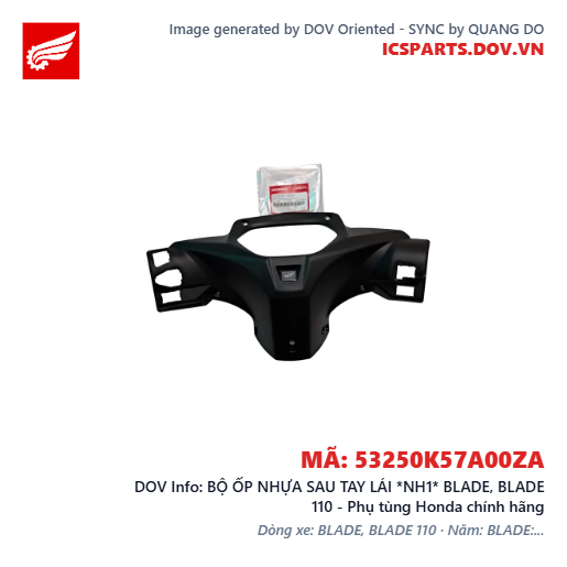 BỘ ỐP NHỰA SAU TAY LÁI *NH1* BLADE, BLADE 110 - Phụ tùng Honda chính hãng