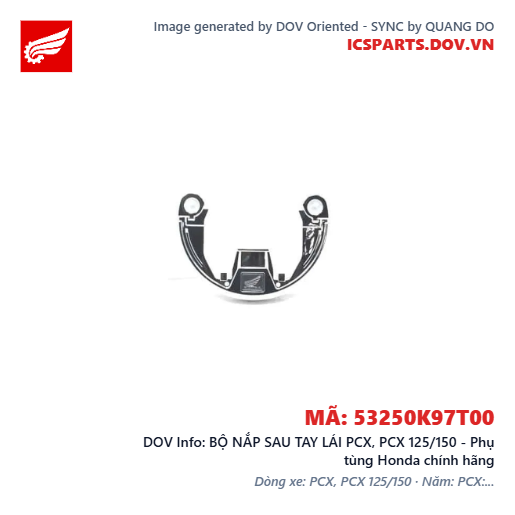 BỘ NẮP SAU TAY LÁI PCX, PCX 125/150 - Phụ tùng Honda chính hãng
